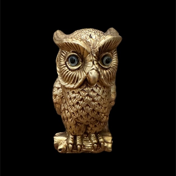 Vintage Ceramic Gold OWL Original Lenwile Ardalt Japan 6.75” MCM - Picture 1 of 9